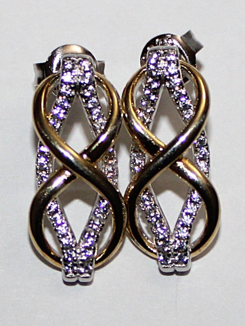 Sterling Silver Infinity Cubic Zirconia Stud Earrings